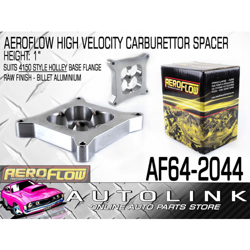 Aeroflow AF64-2044 1 in. Tapered High Velocity Carby Spacer 4 Barrel Billet