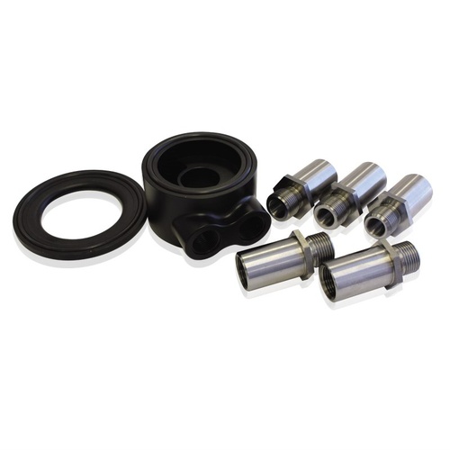 Aeroflow AF64-2060 Billet Oil Cooler Sandwich Adapter Universal Black Anodised