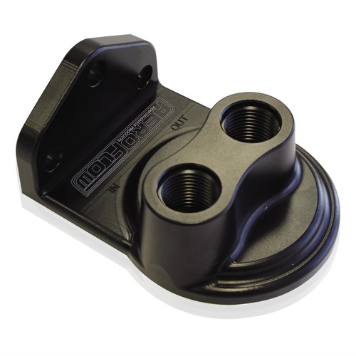 Aeroflow AF64-2075 Billet Remote Oil Filter Head -8 ORB Top entry Black 3/4"-16