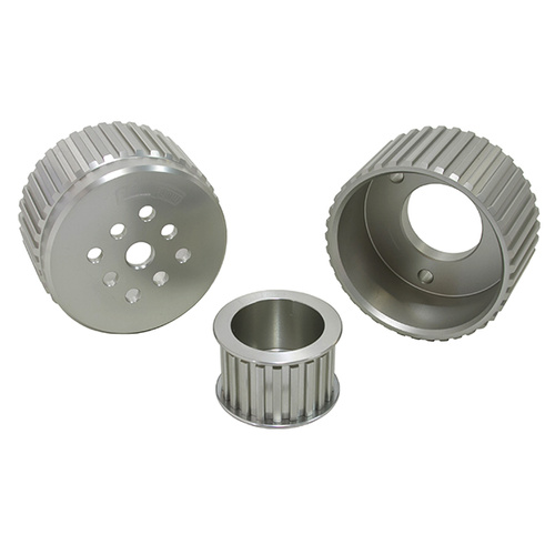 AEROFLOW AF64-3000 GILMER DRIVE KIT FOR SBC CHEV V8 WITH SHORT WATER PUMP SILVER