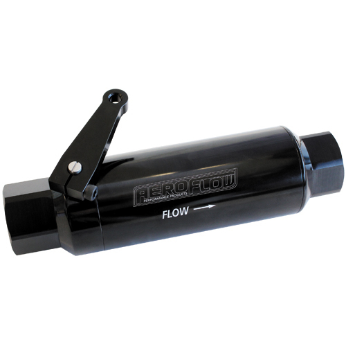 AEROFLOW 60 MICRON FUEL FILTER WITH BALL VALVE BLACK -12 ORB PORTS 5.5" X 2"