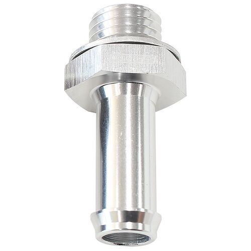 Aeroflow AF731-02S Metric Barb Adapter M12 x 1.5mm TO 3/8" Hose Silver Finish