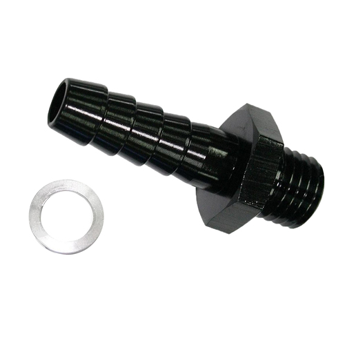 AEROFLOW BARB ADAPTER M18 x 1.5mm TO 1/2" BLACK FINISH AF734-01BLK