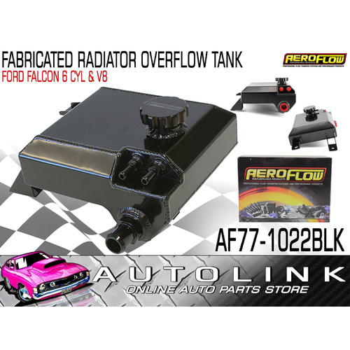 AEROFLOW FABRICATED RADIATOR OVERFLOW TANK BLACK FOR FORD FALCON BA BF 6CYL & V8