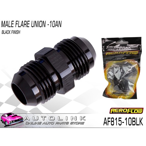 AEROFLOW MALE FLARE UNION -10AN BLACK FINISH AF815-10BLK