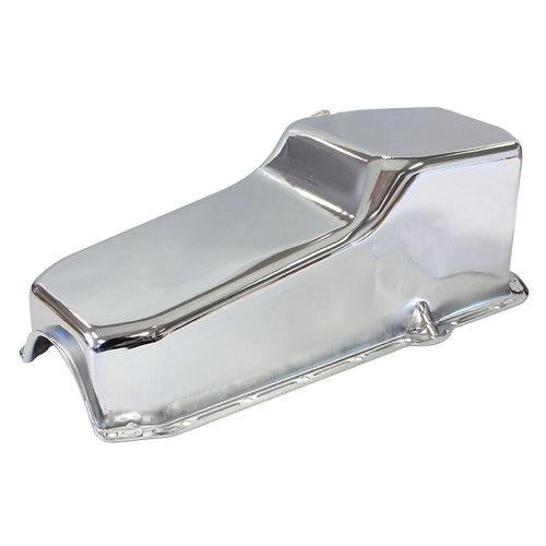 AEROFLOW OIL PAN - CHROME FINISH SMALL BLOCK CHEV V8 RH DIPSTICK AF82-9092C