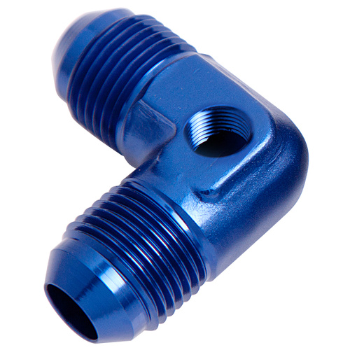 AEROFLOW AF821-08P 90° MALE FLARE UNION -8AN WITH 1/8" PORT BLUE FINISH
