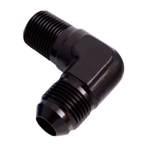 AEROFLOW MALE FLARE 90° ADAPTER 1/8 NPT TO -6AN BLACK AF822-06-02BLK 
