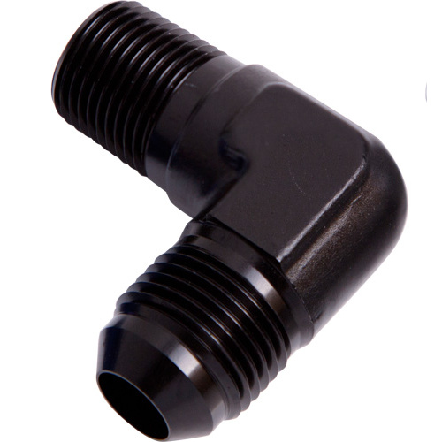 AEROFLOW MALE FLARE 90° ADAPTER 3/8" NPT TO -8AN BLACK AF822-08BLK