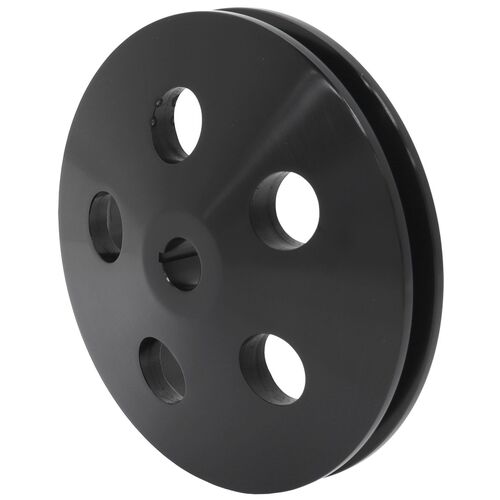 Aeroflow AF83-1003BLK Power Steering Pump Pulley with Single Groove - Black Finish