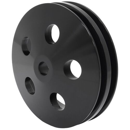 Aeroflow AF83-1004BLK Power Steering Pump Pulley with Double Groove - Black Finish