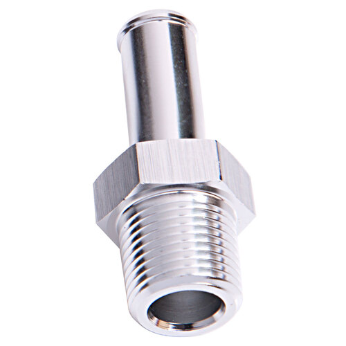 Aeroflow AF841-06-06S Silver Male NPT to Barb Straight Adapter 3/8" to 3/8"
