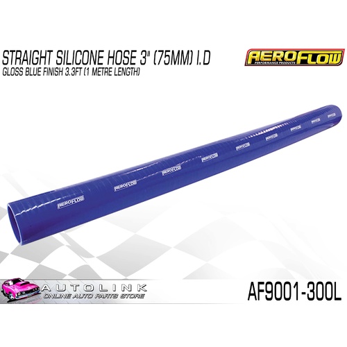 AEROFLOW 3" / 75mm ID STRAIGHT SILICONE HOSE BLUE 1 METRE LONG AF9001-300L