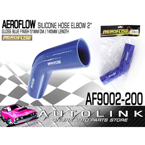 AEROFLOW AF9002-200 45° SILICONE HOSE ELBOW 2" 51mm ID GLOSS BLUE FINISH