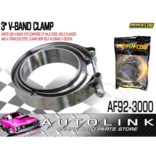 AEROFLOW AF92-3000 3" V BAND CLAMP KIT SELF ALIGNING V DESIGN STAINLESS STEEL