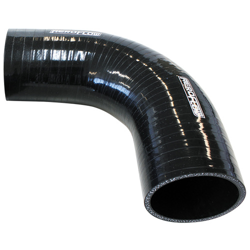 AEROFLOW AF9203-300 90° SILICONE HOSE ELBOW 3" 76mm ID GLOSS BLACK 120mm LEG