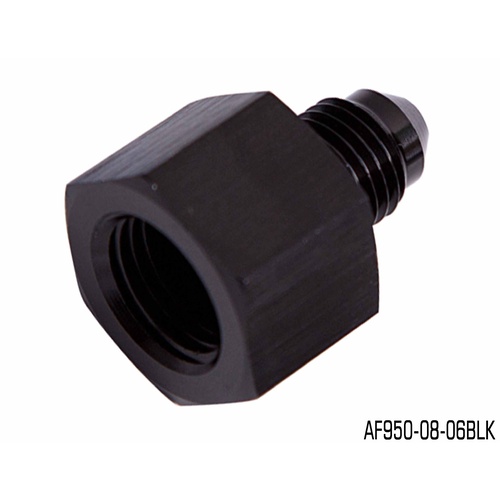 AEROFLOW AN FLARE REDUCER FEMALE / MALE -8AN TO -6AN BLACK AF950-08-06BLK