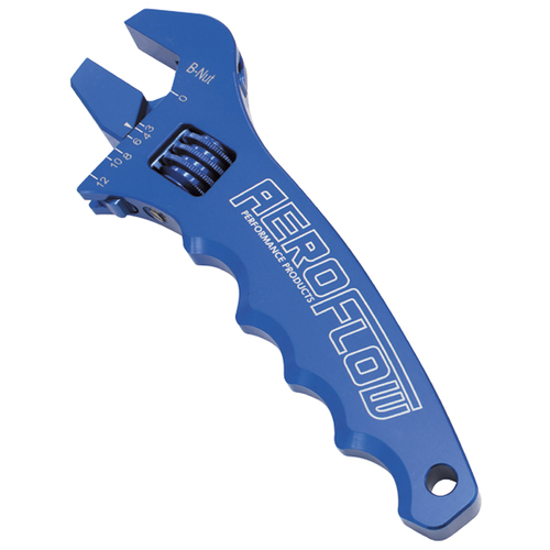 AEROFLOW ALUMINIUM ADJUSTABLE GRIP SPANNER - BLUE SIZES -3AN TO -12AN