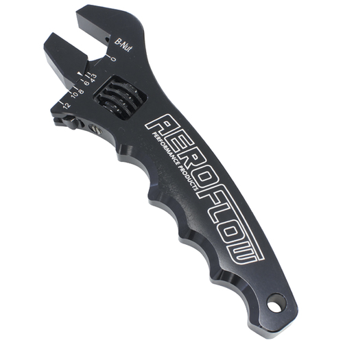 AEROFLOW ALUMINIUM ADJUSTABLE GRIP SPANNER - BLACK , SIZES -3AN TO -12AN