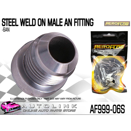 AEROFLOW AF999-06S STEEL WELD ON MALE BUNG -6AN FITTING