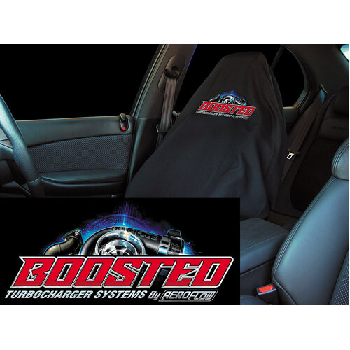 Aeroflow Boosted Throw Over Seat Cover Black with Boosted Aeroflow Turbo Logo