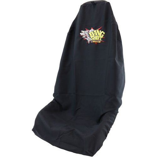 Aeroflow Bang Shift Throw Over Seat Cover Black with Bang Shift Shifter Logo