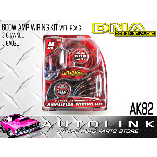 DNA 8 GAUGE 2 CH 600W AMPLIFIER WIRING KIT 50AMP FUSE & HOLDER INC RCA