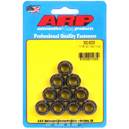 ARP AR300-8333 12 POINT CHROME MOLY BLACK OXIDE 7/16" UNF x 1/2" SOCKET PACK x10