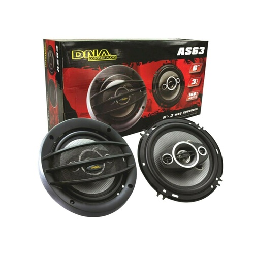 DNA AS63 6 Inch 3 Way Car Speakers 55 Watts Rms / 160 Watts Max - Pair