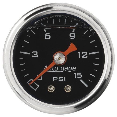 AUTOMETER 2172 FUEL PRESSURE GAUGE 1-1/2" MECHANICAL BLACK DIAL 0-15 PSI