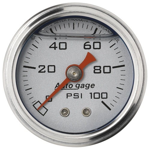 AUTOMETER AU2180 FUEL PRESSURE GAUGE 1-1/2" MECHANICAL SILVER DIAL 0-100 PSI