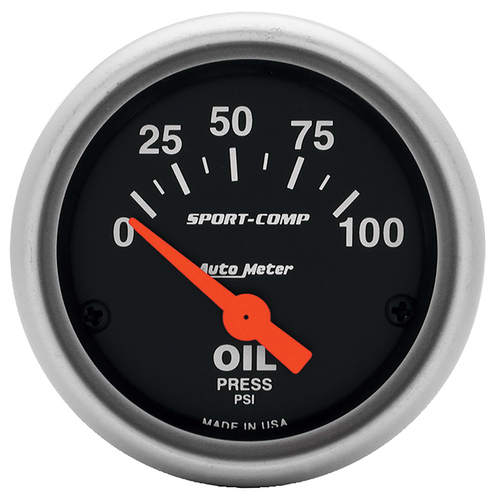 AUTOMETER AU3327 OIL PRESSURE GAUGE 2-1/6" 52.4mm 0-100PSI - SPORT COMP