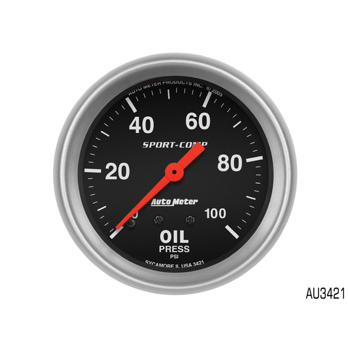 AUTOMETER SPORT COMP 2-5/8" OIL PRESSURE GAUGE FULL SWEEP MECHANICAL AU3421