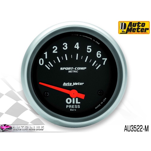 AUTOMETER SPORT COMP OIL PRESSURE GAUGE 2-5/8" (66.7mm) 0-7 BAR AIRCORE AU3522-M