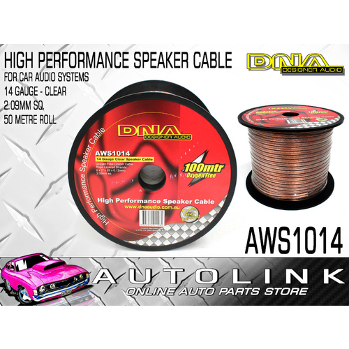 DNA SPEAKER CABLE 14GA 3.5mm x2 OUTER DIA. CLEAR ( 100 METRE ROLL ) AWS1014