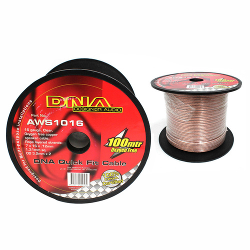 DNA AWS1016 Speaker Cable 16GA 3.0mm x 2 Outer Dia Clear 100 Metre Roll
