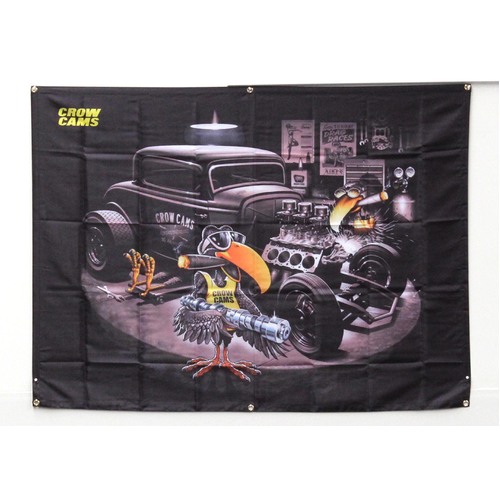 Crow Cams BANNER Hotrod Garage With Birds Garage Print Size 1500 x 1100mm