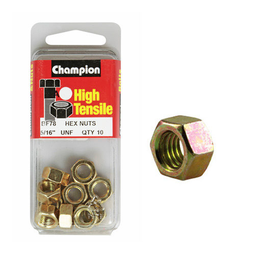 CHAMPION FASTENERS BF78 HIGH TENSILE UNF NUTS 5/16" PACK OF 10