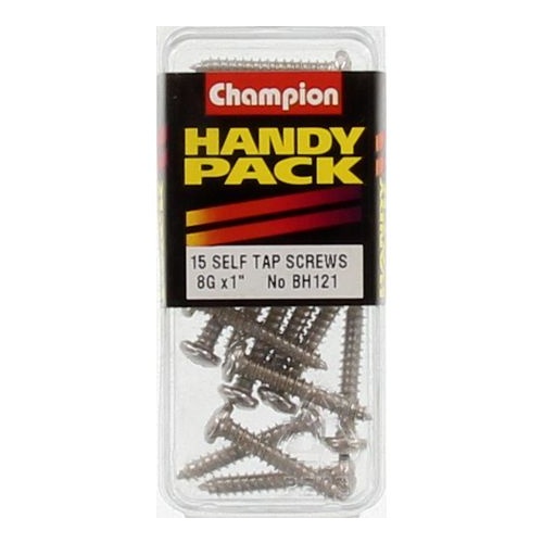 CHAMPION FASTENERS BH121 SELF TAPPING PAN HEAD SCREWS 8g x 1" PACK OF 15