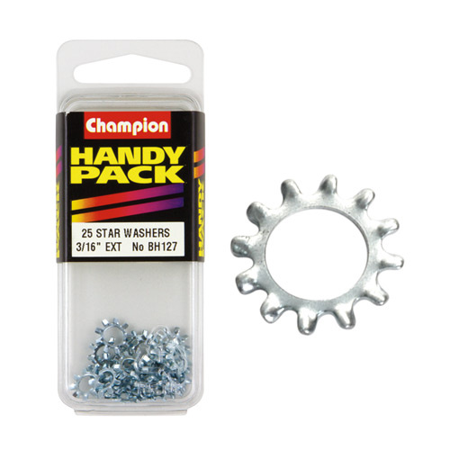 CHAMPION FASTENERS BH127 EXTERNAL STAR WASHERS 3/16" PACK OF 25