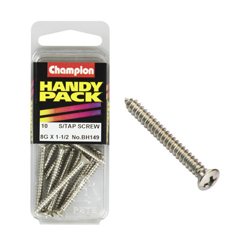 CHAMPION FASTENERS BH149 SELF TAPPING RAISED HEAD SCREWS 8g x 1-1/2" PACK OF 10