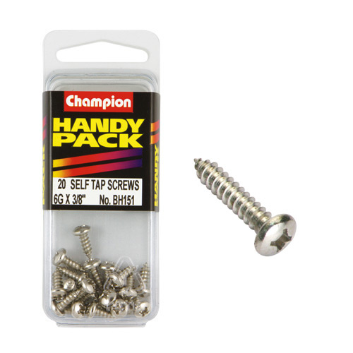 CHAMPION FASTENERS BH151 SELF TAPPING PAN HEAD SCREWS 6g x 3/8" PACK OF 20