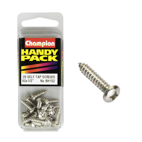 CHAMPION FASTENERS BH152 SELF TAPPING PAN HEAD SCREWS 8g x 1/2" PACK OF 20
