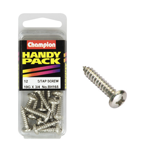 CHAMPION FASTENERS BH165 SELF TAPPING PAN HEAD SCREWS 10g x 3/4" PACK OF 12