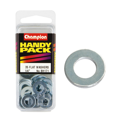CHAMPION FASTENERS BH171 FLAT STEEL WASHERS 1/4" PACK OF 35