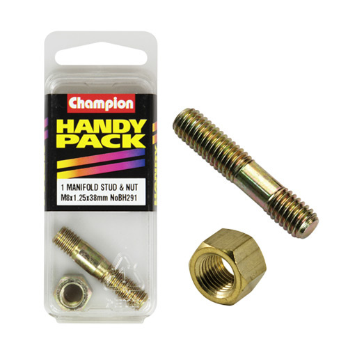 CHAMPION FASTENERS BH291 MANIFOLD STUD & NUT 8mm x 38mm PACK OF 1