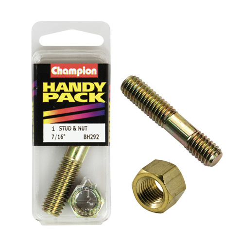 CHAMPION FASTENERS BH292 MANIFOLD STUD & NUT 7/16" x 2-1/4" UNC PACK OF 1