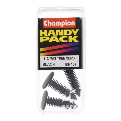 CHAMPION FASTENERS BH437 BLACK PLASTIC CHRISTMAS TREES TRIM CLIPS PACK OF 3