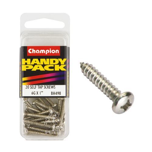 CHAMPION FASTENERS BH498 SELF TAPPING PAN HEAD SCREWS 6g x 1" PACK OF 20