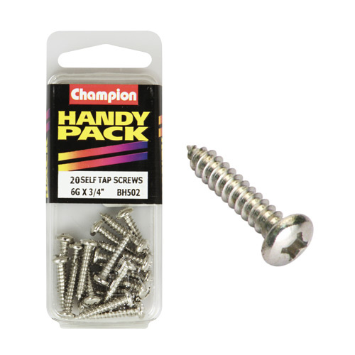 CHAMPION FASTENERS BH502 SELF TAPPING PAN HEAD SCREWS 6g x 3/4" PACK OF 20